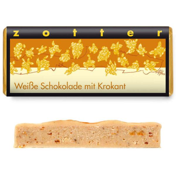 Weiße Schokolade mit Krokant Handgeschöpfte Schokoladen