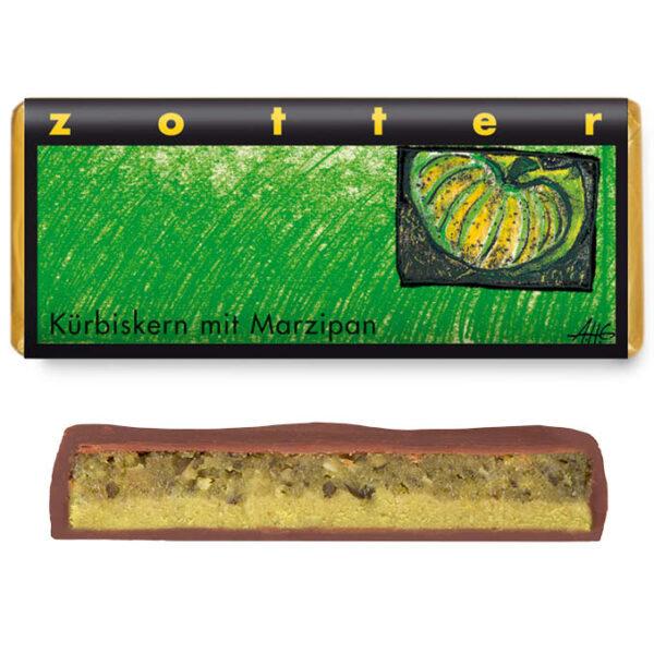 Kürbiskern mit Marzipan Handgeschöpfte Schokoladen