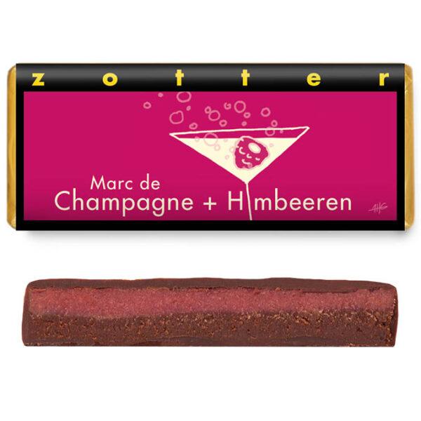 Marc de Champagne + Himbeeren Handgeschöpfte Schokoladen