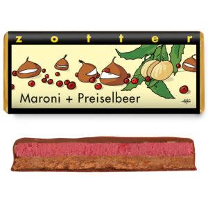 Maroni + Preiselbeer Handgeschöpfte Schokoladen