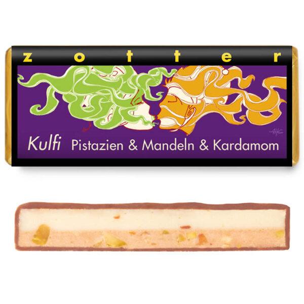 »Kulfi« Pistazien, Mandeln und Kardamom Handgeschöpfte Schokoladen