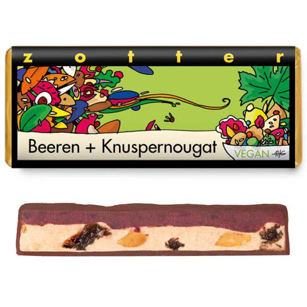 Beeren + Knuspernougat Handgeschöpfte Schokoladen