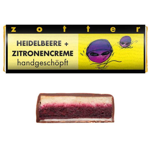 Heidelbeere + Zitronencreme (20g) handgeschöpfte Schoko-Minis