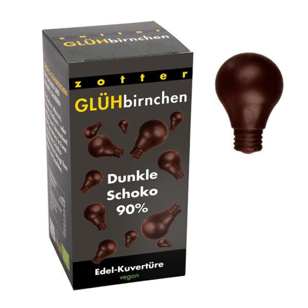 Glühbirnchen – Dunkle Schoko 90% (130g) Glühbirnchen Edel-Kuvertüre