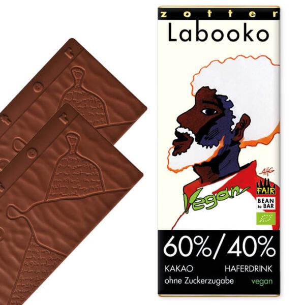 60%/40% Kakao-Haferdrink-Tafel, ohne Zuckerzugabe VEGAN Labooko