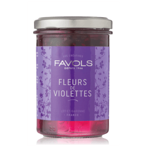 Konfitüre mit Veilchenblüten. . Favols Honig & Marmelade