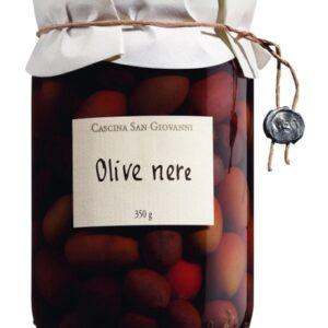 Schwarze Oliven in Salzlake »Olive nere«. . Cascina San Giovanni Delikatessen